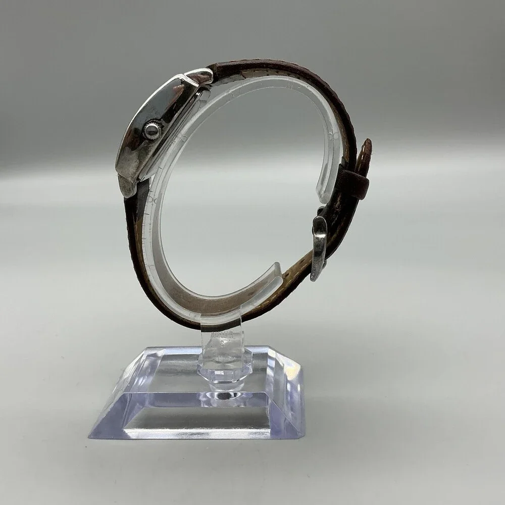 Ecclissi Womens Watch 31mm MOP Sterling Silver 22590 Brown Leather New Battery